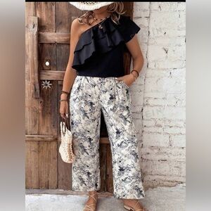 -🌺🌴❤️Tropical Pull on style Wide Leg Pants outfit 14-16